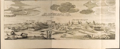 Narva Illustratie uit Reizen naar de Grote Hertog van Moskou en de Koning van Perzië door Adam Olear door Christian Lorenzen Rothgiesser