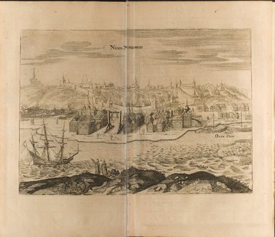 Nizhny Novgorod Illustratie uit Reizen naar de Grootvorst van Moskou en de Koning van Perzië door Christian Lorenzen Rothgiesser