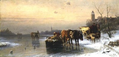 Winterlandschap met Vee door Christian Mali
