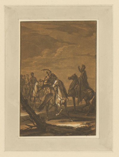 Ontmoeting van ruiters (Ruiters, paarden en veldslagen) door Christian Rugendas