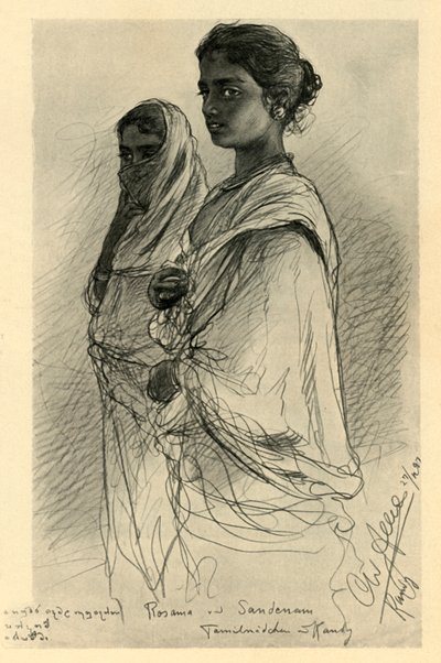 Rosama en Sandenam, Tamil meisjes, Kandy, Ceylon, 1898 door Christian Wilhelm Allers