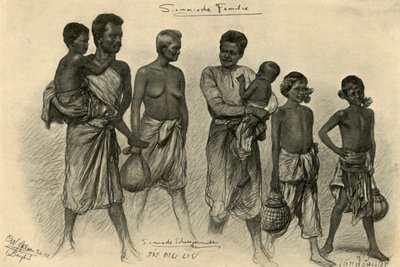 Siamese familie, Bangkok door Christian Wilhelm Allers