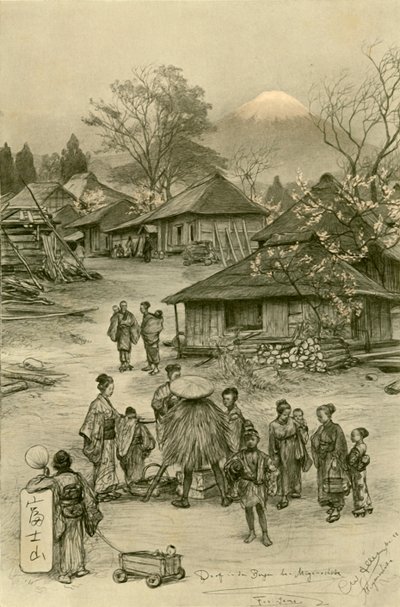 Dorp bij de berg Fuji, Miyanoshita, Japan, 1898 door Christian Wilhelm Allers