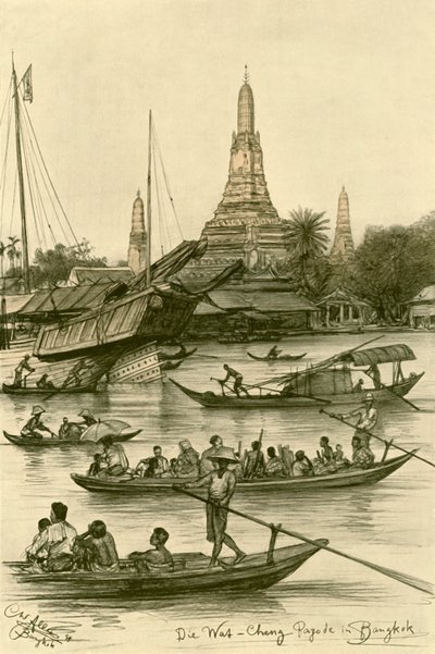 Wat Chaeng, Bangkok, Siam, 1898 door Christian Wilhelm Allers