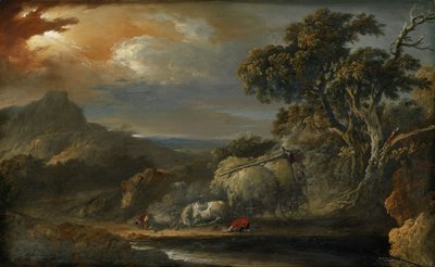 Stormachtig landschap door Christian Wilhelm Ernst Dietrich