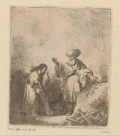 Abraham spreekt tot Isaak voorafgaand aan het offer door Christian Wilhelm Ernst Dietrich
