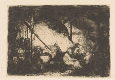 Drie figuren aan tafel door Christian Wilhelm Ernst Dietrich