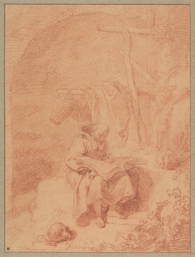 Der heilige Franziskus beim Lesen door Christian Wilhelm Ernst Dietrich