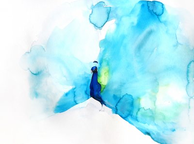 Elegante blauwe pauw door Christine Lindstrom