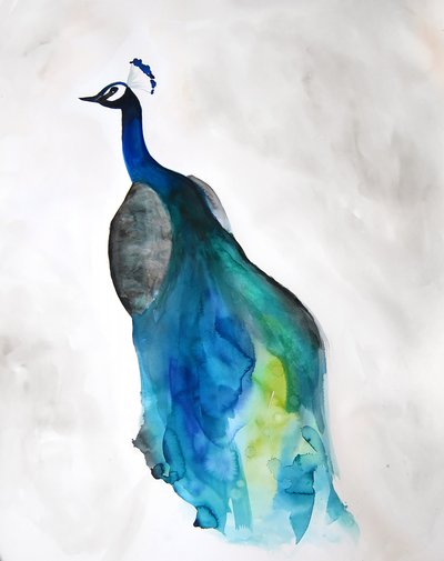 Elegante blauwe pauw door Christine Lindstrom