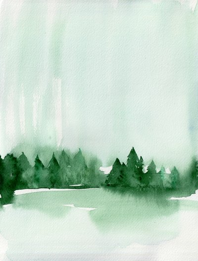 Misty Forest Lake door Christine Lindstrom