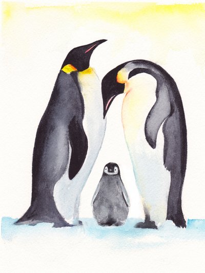 Familiefoto van pinguïns door Christine Lindstrom