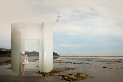Dromerige badganger aan de kust door Christine von Diepenbroek