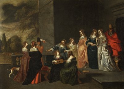 Groep op een Terras, ca.1640 door Christoffel Jacobsz van der Lamen