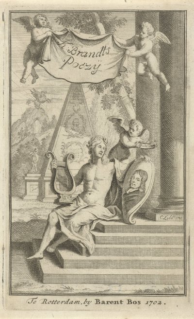 Apollo met portret van Caspar Brandt door Christoffel Lubienitzki