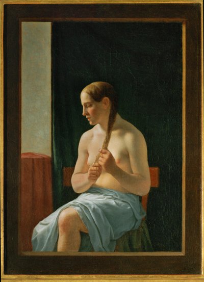 Zittend naakt (schilderij op doek) door Christoffer-Wilhelm Eckersberg