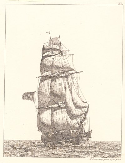 Deens:  Een Noord-Amerikaanse brik door Christoffer Wilhelm Eckersberg