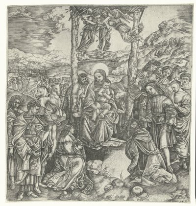 Aanbidding van de koningen door Christoforo di Michele Robetta