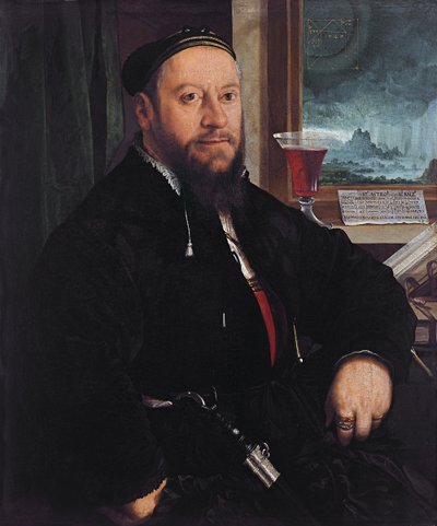 Portret van Matthäus Schwarz door Christoph Amberger