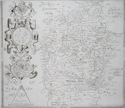 Kaart van Wiltshire, gegraveerd door William Web, gepubliceerd 1645 door Christopher (after) Saxton