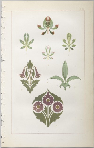 De kunst van decoratief ontwerp: met een bijlage, waarin de uren van de dag worden gegeven waarop bloemen opengaan, uitgegeven door Day & Son, Londen, 1862 door Christopher Dresser