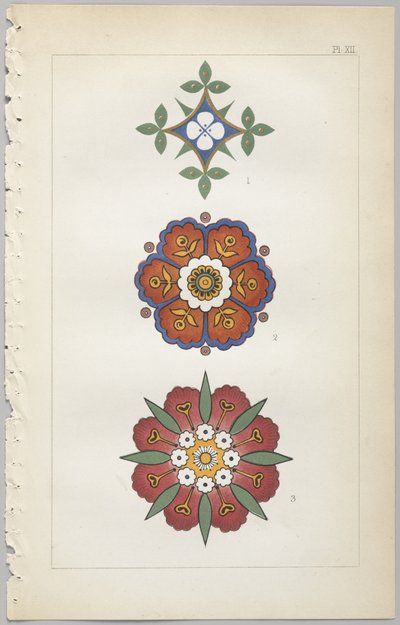 De kunst van decoratief ontwerp: met een bijlage, waarin de uren van de dag worden gegeven waarop bloemen opengaan, uitgegeven door Day & Son, Londen, 1862 door Christopher Dresser