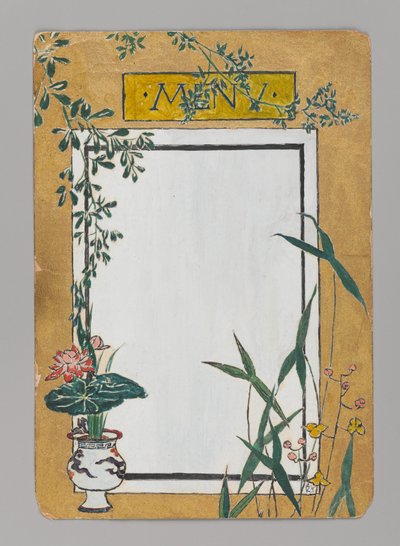 Menu kaart met bamboe en bloemen door Christopher Grant La Farge