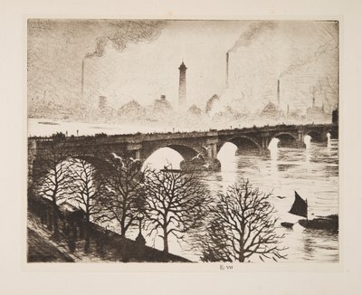 Waterloo-brug vanuit een Savoy-raam door Christopher Richard Wynne Nevinson