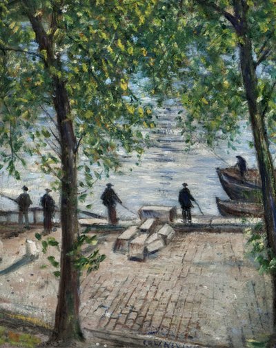 Vissers op de Seine, 1939 door Christopher Richard Wynne Nevinson