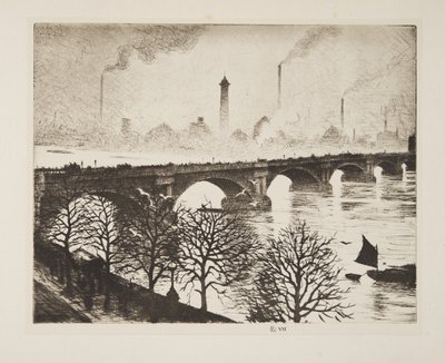 Waterloo Bridge vanuit een Savoy-raam, pub. 1925 door Christopher Richard Wynne Nevinson