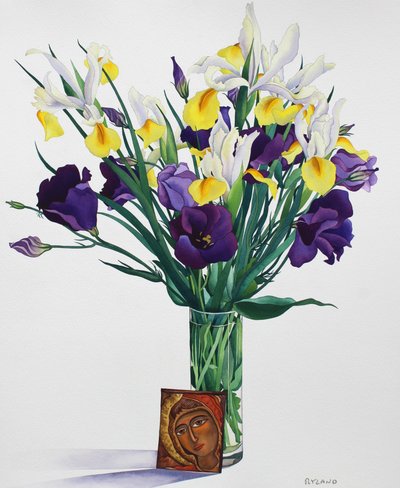 Bloemen met gezicht van een icoon door Christopher Ryland