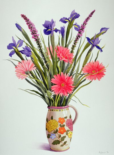 Iris en Gerbera in een Nederlandse Kan door Christopher Ryland