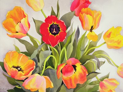 Oranje en Rode Tulpen door Christopher Ryland