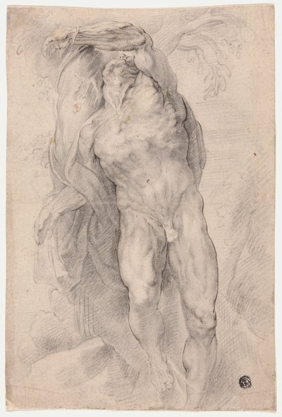 Mannelijke naakt vastgebonden aan boom door Circle of Peter Paul Rubens