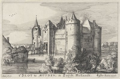 Gezicht op het Muiderslot door Claes Jansz. Visscher (II)