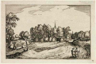 Een klooster, plaat dertien naar Afbeeldingen van boerderijen, landhuizen en rustieke dorpen (Praediorum villarum et rusticarum casularum icones) door Claes Jansz. Visscher II