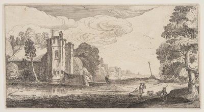Landhuis met twee zeshoekige torens, uit Landschappen (Playsante Lantschappen) door Claes Jansz. Visscher II