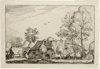 Grote boerderij, plaat tien naar Afbeeldingen van boerderijen, landhuizen en rustieke dorpen (Praediorum villarum et rusticarum casularum icones) door Claes Jansz. Visscher II