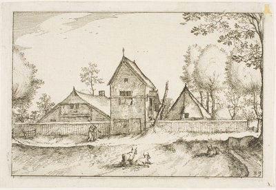Grote ommuurde boerderij, plaat 23 naar Afbeeldingen van boerderijen, landhuizen en rustieke dorpen (Praediorum villarum et rusticarum casularum icones) door Claes Jansz. Visscher II