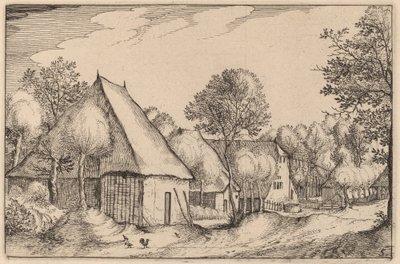 Een Boerenhof door Claes Jansz Visscher after Johannes van Doetechum, the Elder after Lucas
