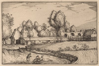 Weg langs een Veld door Claes Jansz Visscher after Johannes van Doetechum, the Elder after Lucas