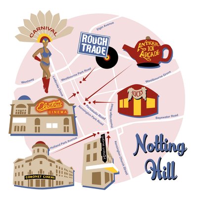 Kaart van Notting Hill door Claire Huntley