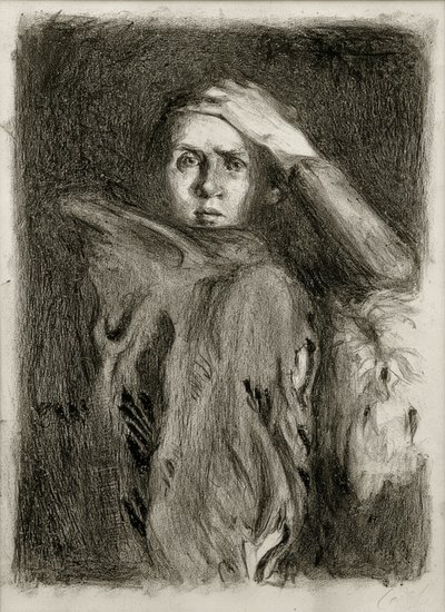 Zelfportret met opgeheven arm door Clara Siewert