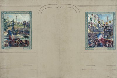 Schets voor het stadhuis van het 12e arrondissement van Parijs: Place de la Nation. Place de la Bastille, ca. 1910 door Claude Charles Bourgonnier