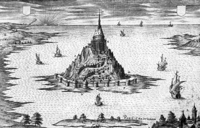 Mont Saint Michel in Normandië (Frankrijk), gravure door Chastillon door Claude Chastillon