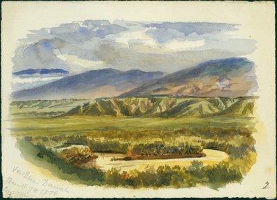 Uitzicht nabij Damieh, Jordaanvallei, 1874 door Claude Conder
