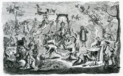 De heksensabbat (gravure) door Claude Gillot