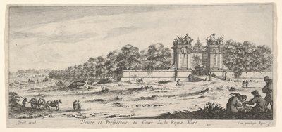 Uitzicht op de poort van de residentie van de Koningin Moeder, uit de serie Uitzichten en nieuwe..., ca. 1644 door Claude Goyrand