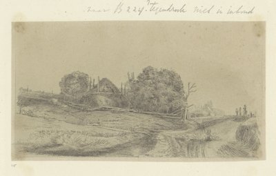 Landschap met een hooimijt en een kudde schapen door Claude Henri Watelet