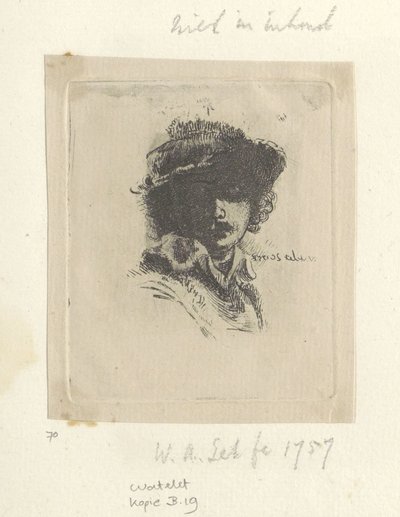 Zelfportret met Saskia: alleen Rembrandt door Claude Henri Watelet